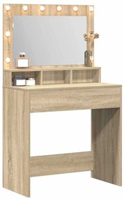 Mesa de Maquiagem vidaXL com Luzes LED em Carvalho Sonoma 79x41x135 cm
