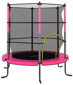 Trampolim com rede de segurança redondo 140x160 cm rosa