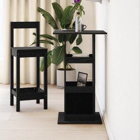 Mesa de Bar com Armazenamento Carvalho Preto 60x60x102 cm Madeira Enge