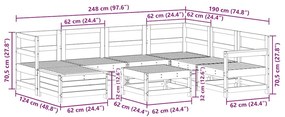 8 pcs conjunto sofás de jardim pinho maciço branco