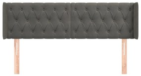 Cabeceira de cama c/ abas veludo 163x16x78/88cm cinzento-escuro