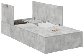 Cama de Armazenamento Cinza Concreto 90x200 cm