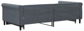 Sofá-cama com gavetão 100x200 cm veludo cinzento-escuro