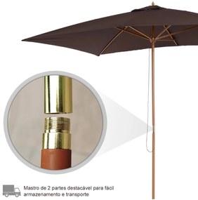 Chapéu de Sol de Jardim com Sistema de Polia Teto Ventilado e Mastro d