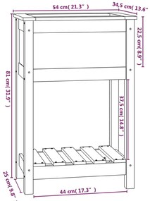 Vaso/floreira com prateleira 54x34,5x81 cm pinho maciço branco