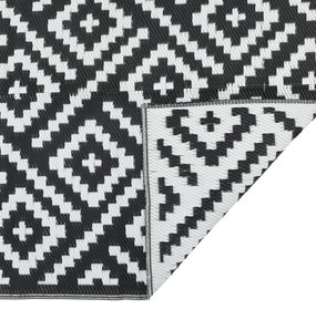 Tapete de exterior Ø160 cm ARAKIL PP Branco e Preto