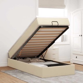 vidaXL Estrutura de cama otomana com creme de colchão 90x200cm tecido