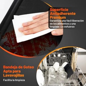 Grelhador elétrico 81,8 × 25,6 × 12,9 cm com temperatura ajustável, pegas isoladas para uso interno e externo Preto