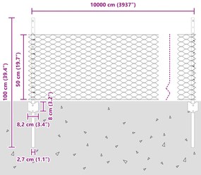 Postes de Cerca vidaXL 11 pcs U-Channel 60 cm Aço Galvanizado, Cerca H