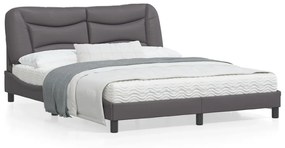 vidaXL Estrutura cama c/ cabeceira couro artificial 160x200cm cinzento
