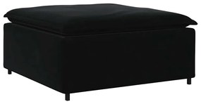 Sofá modular com pufes e almofadas veludo preto
