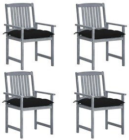 vidaXL Cadeiras de jardim com almofadões 4 pcs acácia maciça cinza