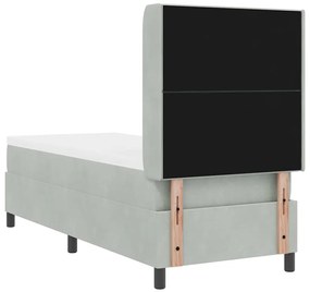 Cama Box Spring com Colchão Cinza Claro 80x200 cm Veludo