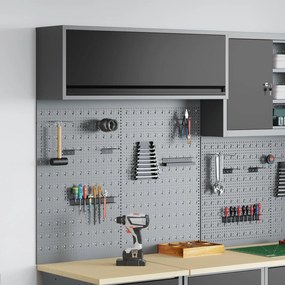 Conjunto de Armário de Ferramentas e Painel de Pegboard VidaXL em Meta
