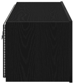 Armário de TV vidaXL com Luzes LED Carvalho Preto 100x35x31 cm