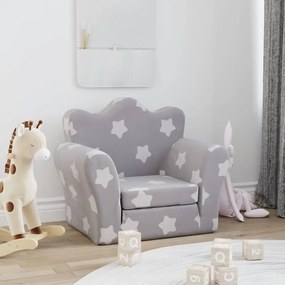 Sofá-cama infantil c/ estrelas pelúcia cinzento-claro