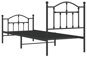 Estrutura de cama com cabeceira e pés 80x200 cm metal preto