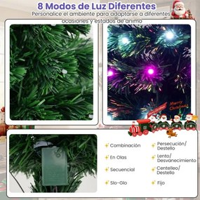 Árvore de Natal 93 cm artificial pré-iluminada com fibras óticas multicoloridas 96 luzes LED 8 modos 96 pontas Verde