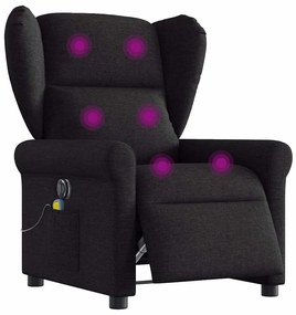 vidaXL Poltrona reclinável de massagens elétrica tecido preto