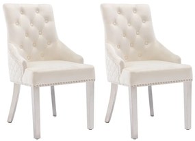 vidaXL Cadeiras de jantar 2 pcs veludo cor creme