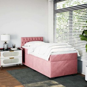 Cama com Molas/Colchão e Luzes Led - 80x200 cm - Veludo Rosa