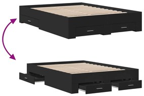 Estrutura cama c/ gavetas 120x190 cm derivados de madeira preto