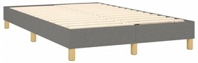 Cama box spring c/ colchão e LED 120x190 cm tecido cinza-escuro