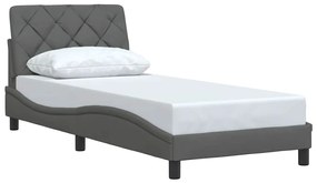 Estrutura de cama sem colchão 90x200 cm tecido cinzento-escuro