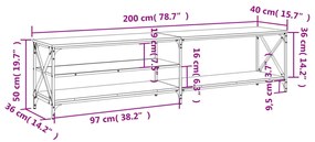 Móvel de TV 200x40x50cm derivados madeira/metal cinzento sonoma