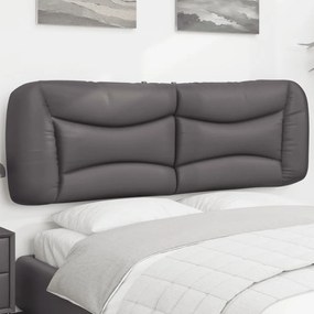 vidaXL Almofadão de cabeceira 160 cm couro artificial cinzento