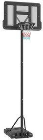 SPORTNOW Tabela de Basquetebol com Altura Ajustável 230-305 cm para Piscina com Rodas e Base Preenchível 110x75x195-370 cm Preto | Aosom Portugal