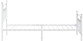 Estrutura de cama com cabeceira e pés 100x190 cm metal branco
