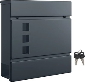 Caixa de correio XL, com compartimento para jornais, 9,5 x 29 x 31 cm, autocolante anti-publicidade indesejada, janela de visualização, com fechadura,