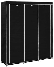 282453 vidaXL Roupeiro c/ compartimentos e varões 150x45x175 cm tecido preto