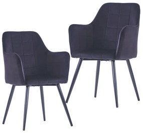 vidaXL Cadeiras de jantar 2 pcs veludo preto