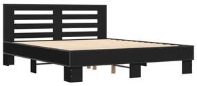 Estrutura de cama 150x200 cm derivados de madeira/metal preto