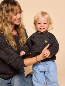 Camisola com estampado de leopardo e coração para bebé, coleção cápsula mãe/filha, da ENVIE DE FRAISE cinza escuro