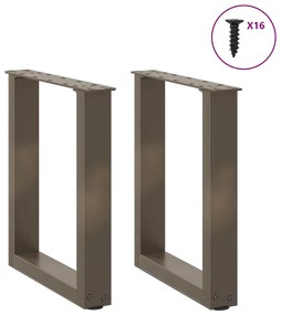 Pés para mesa de centro em formato de U, 2 peças, aço natural, 28 x (4
