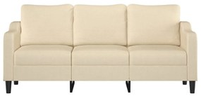 Sofá de 3 lugares tecido 180 cm cor creme
