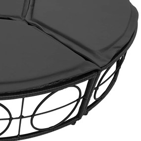 Cama lounge de exterior sem toldo vime PE preto