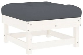 4pcs conjunto lounge jardim c/ almofadões madeira maciça branco