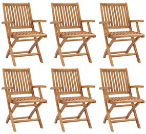 Cadeiras de jardim dobráveis 6 pcs madeira de teca maciça