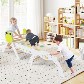 Conjunto triangular 7 em 1 de escalada para crianças pequenas com rampa, escada e arco Conjunto Montessori em madeira branco