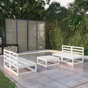 vidaXL 5 pcs conjunto lounge de jardim pinho maciço branco