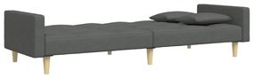 Sofá-cama de 2 lugares c/ apoio de pés tecido cinzento-escuro