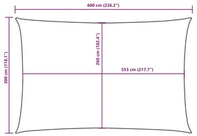 Para-sol vela tecido oxford retangular 3x6 m cinza-acastanhado