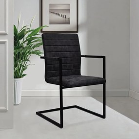 Cadeiras de jantar cantilever 2 pcs couro artificial preto