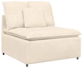 Sofá modular com pufes e almofadas tecido corduroy creme