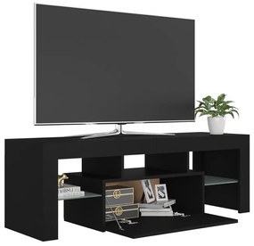 Móvel de TV com luzes LED 120x35x40 cm preto