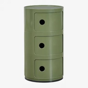 Mesa Auxiliar Redonda Com Prateleiras Babel 3 Gavetas & Verde Azeitona Intenso - Sklum